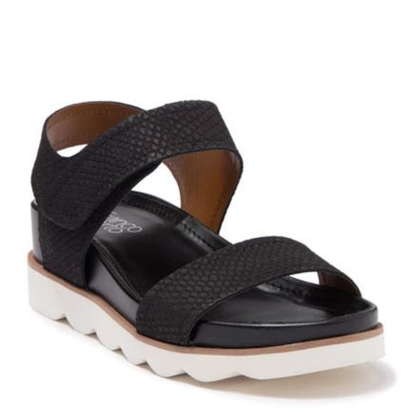 Franco Sarto Shoes - NEW Franco Sarto Women India Snakeskin Black Chunky Platform Wedge Slide Sandal